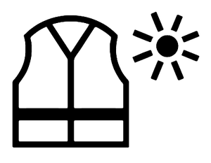 Piktogramm EN 17353 Typ A: Weste mit Sonnensymbol